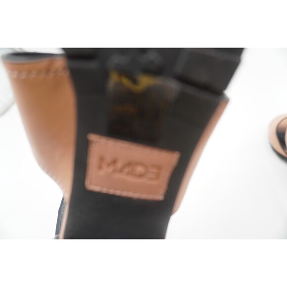 M4D3 Mara Tan Leather Strappy Open Toe Cage Block Heel Ankle Strap Sandals 9.5 - Picture 9 of 12